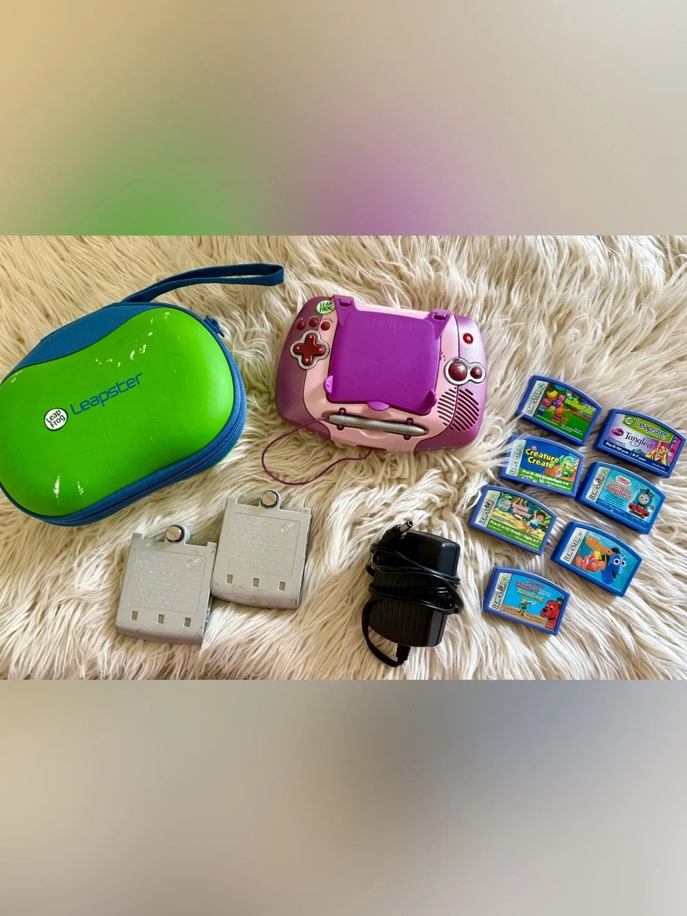 Leapfrog Leapster Multimedia Learning System 7 Games Case Leap Frog Handheld Lot